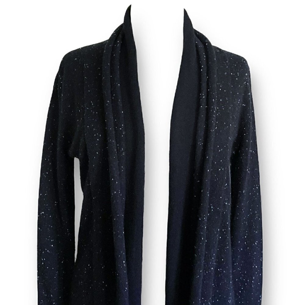 C by Bloomingdales Womens 100% Cashmere Cardigan Sz S Black Open Front Sweater - Picture 3 of 8